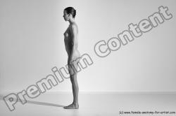 Nude Yoga poses Woman White Moving poses Slim long brown Dynamic poses Pinup